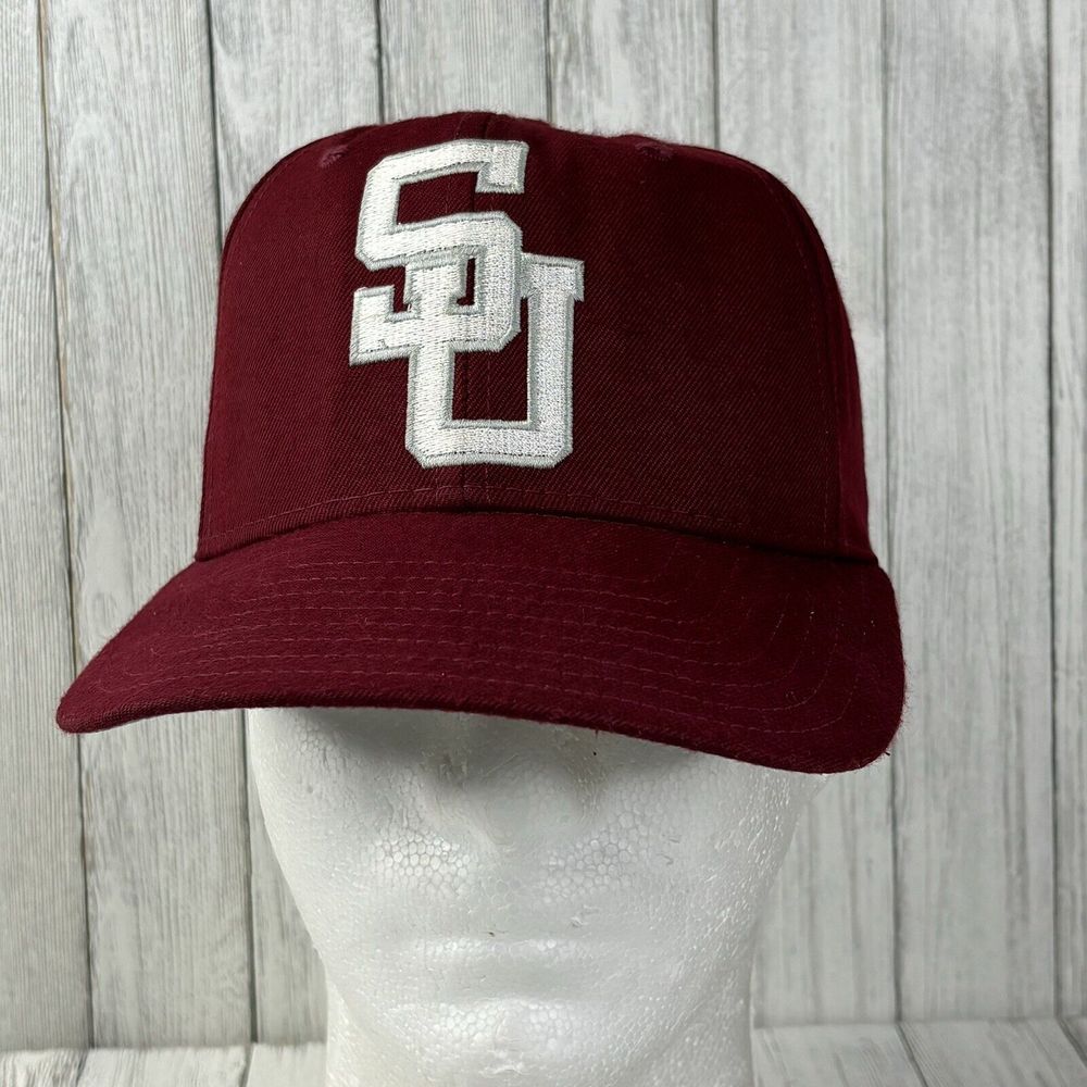 Southern Utah SU Baseball Hat Vintage 90s Red Wool fitted‎ DeLong 7 made in USA